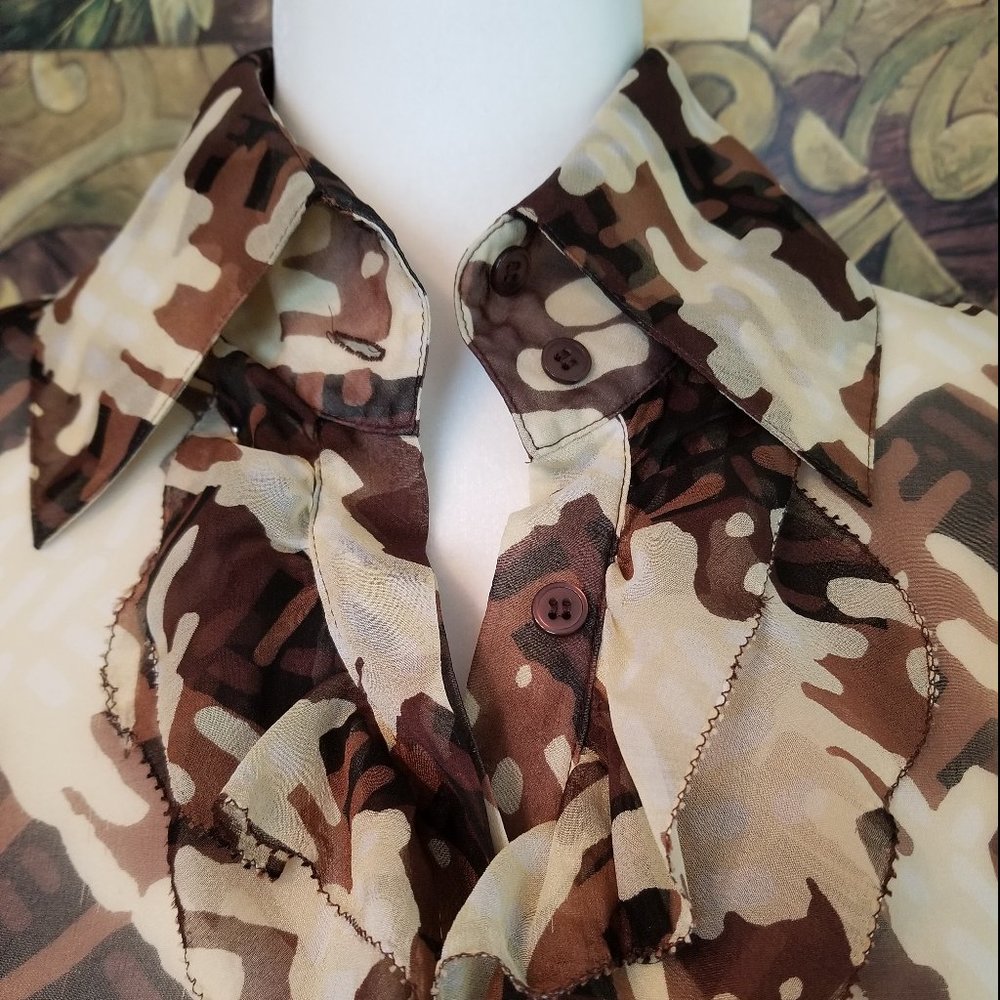 Diane Von Furstenberg Silk Blouse Size 10 - Picture 2 of 8